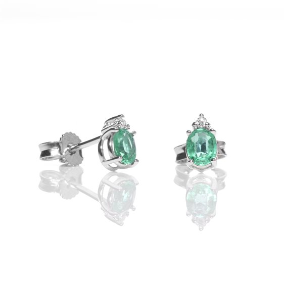 Orecchini Promesse Donna in Oro bianco Smeraldo 0.60 Ct OPF1S - OPF1S